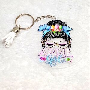 7/$10 April Girl Keychain with Tassel, New